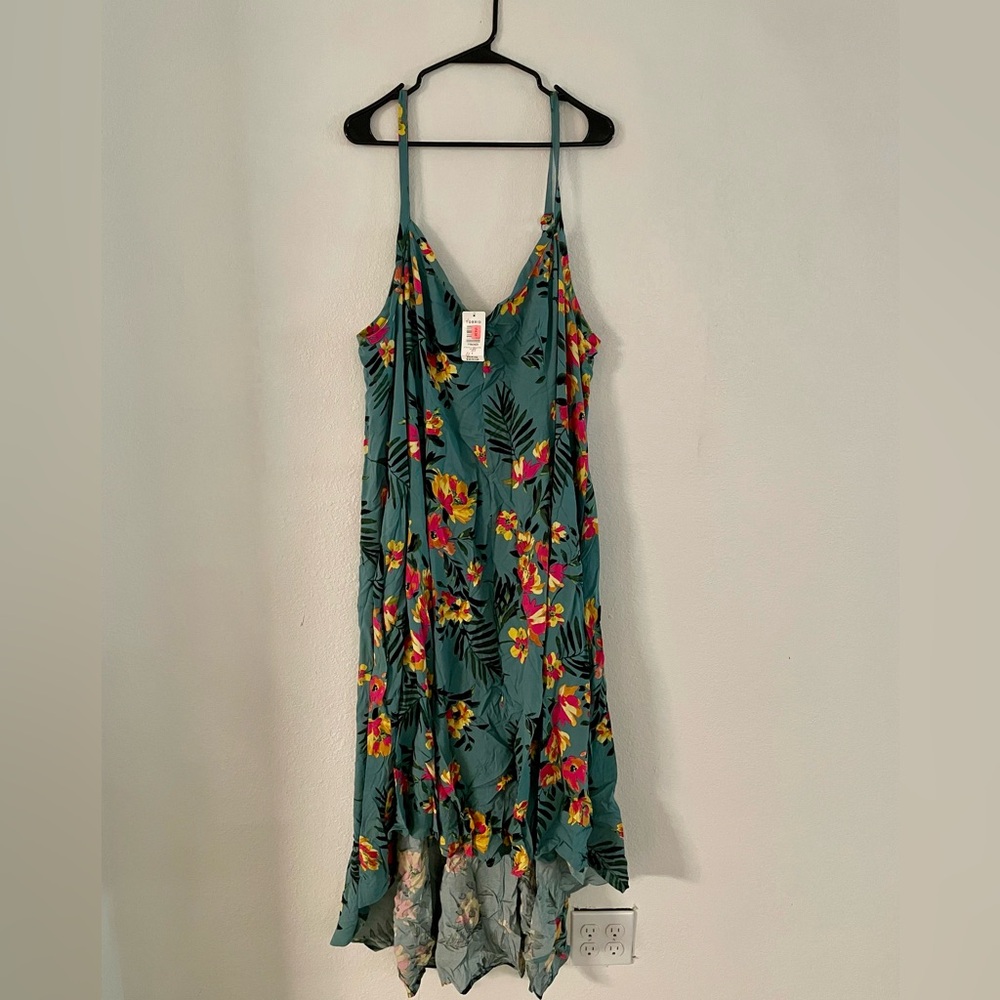 Torrid Teal Tropical Floral Dress